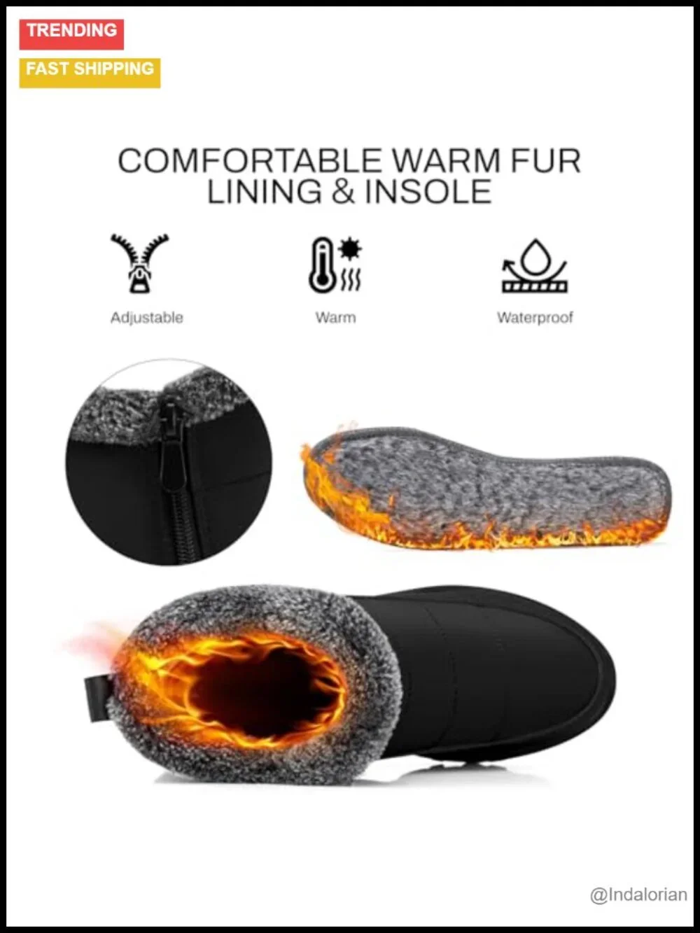 Faux Fur Lined Warm Ankle Boots | Water Resistant Anti-slip Snow Boots for Women